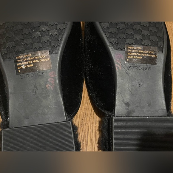 Birdies size 9 Black suede fur mules - Picture 8 of 8